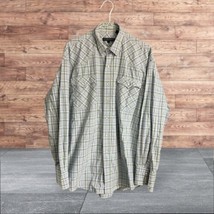 Roper Western Shirt Pearl Snap Button Men&#39;s Blue Green Plaid Long Sleeve Large - £10.86 GBP