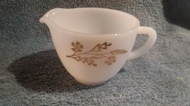 VTG Creamer by Fire King White Milk Glass with Gold Floral - £3.79 GBP