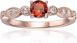 Natural Certified Red Garnet Gemstone Ring, hessonite 14K Gold Plated ring - £98.49 GBP