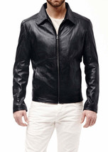 Mens Leather Jacket Stylish Genuine Lambskin Motorcycle Bomber Biker Jac... - $117.50