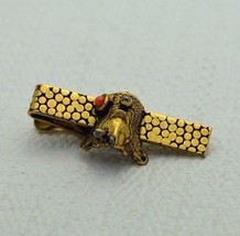 VTG Gold Tone Faux Coral Colored Seed Bead Horse Saddle Tie Clip - $19.60