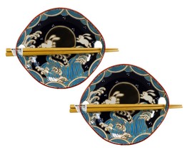 Pack Of 2 Rabbits By Black Moon Appetizer Coupe Plate Flat Bowl With Cho... - $26.99