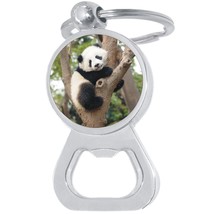 Panda Bear Tree Bottle Opener Keychain - Metal Beer Bar Tool Key Ring - £8.60 GBP