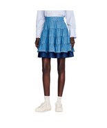 Sandro Fanfan Tiered Denim Mini Skirt Size 40 US 8 New with tags - $123.75
