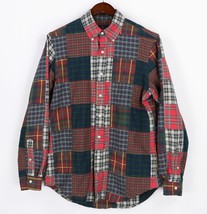 Ralph Lauren Button Down Shirt Mens Medium Patchwork Madras Long Sleeve - £37.67 GBP