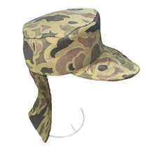Vintage Military Fatigue Tactical Combat Kepi Cap Hat Neck Camouflage Medium  - £18.10 GBP
