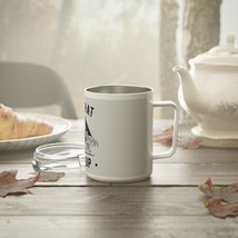 10oz Insulated Coffee Mug - White Detailing and Clear Lid For Camping or... - £27.53 GBP