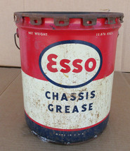 Vintage Esso Chassis Grease MOTOR OIL Can 35 pound gas station - $344.67