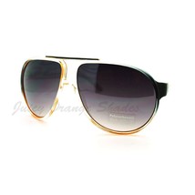 Flat Top Pilot Sunglasses Oversized Lite Plastic Racer Shades - $10.95