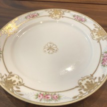 Vintage Hand Painted Porcelain 7.5&quot; Plate Metallic Gold Made in Nippon - £9.68 GBP