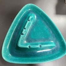 Vintage California Pottery DeForest 8390 Ash tray Green Blue Triangular ... - $15.00