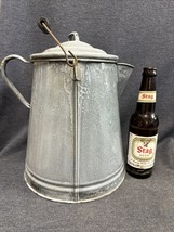 Vintage Large Grey Enamel 11 Inch Coffee Pot With Bail And Handle - £42.90 GBP