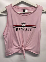 H&amp;M Pink Crop Graphic Tee Hawaii Top Cotton Summer Casual Sleeveless SZ S/M - $11.30