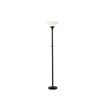 Adesso Aries 73&quot;H 300 W Torchiere, Black with White Acrylic Cone Shade (7500-01) - £122.69 GBP