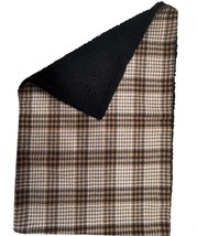 Warm Brown and White Plaid 20 x 30 Dog Blanket with Soft Sherpa Fleece B... - $14.50