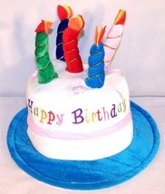 1 NEW HAPPY BIRTHDAY CAKE BLUE PARTY HAT novelty supplies candles favors... - £7.46 GBP