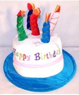 1 NEW HAPPY BIRTHDAY CAKE BLUE PARTY HAT novelty supplies candles favors... - £7.52 GBP