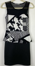 Bailey Blue Black Dress White Black Abstract Print Ruffle Dress Size S - £8.15 GBP