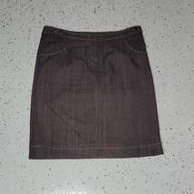 NY Collection Petite Straight Denim Skirt Sz 8 Brown Knee Length - £16.79 GBP