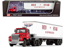 Ford LT-9000 Day Cab with Vintage 40&#39; Dry Goods Tandem-Axle Trailer Red and Whit - $116.96