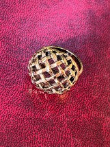 Vintage Antique Goldtone Basket Weave Round Adjustable Ring Currently Si... - £10.28 GBP