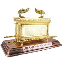 TerraSantaStore Large Holy Land Ark of The Covenant Model Gold Plated Copper Sta - $166.60