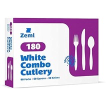 180 Box White Medium-Weight Disposable Plastic Silverware Cutlery - Uten... - £14.89 GBP