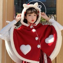 Little Angel Kitty Cat Plush Poncho Cape | Women Fleece Winter Cloak - £38.49 GBP