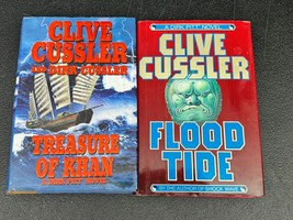 Lot of 2 Clive Cussler Dirk Pitt Novels First Edition Hardcovers Flood Tide Khan - £9.18 GBP