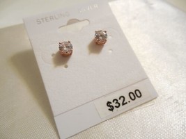 Department Store18k Rose Gold/Sterling Silver Cubic Zirconia Stud Earrings B544 - £9.81 GBP