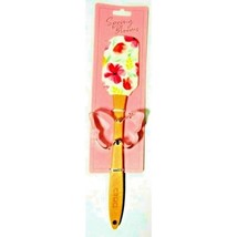 Ciroa Floral Spatula Butterfly Cookie Cutter Set Silicone Wood Handle Pink Green - £11.73 GBP