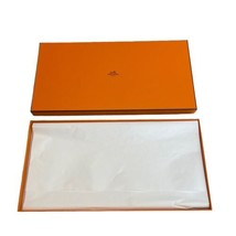 Hermes Orange Box Gift Set Tie Necklace Scarf Storage Tissue Paper 14.5x7.5x1” - £51.19 GBP