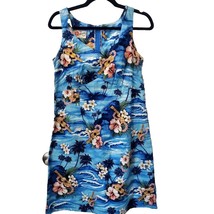 Hilo Hattie Dress Women&#39;s Size 8 Blue Beach Hawaiian Floral Dress Fitted... - £22.65 GBP