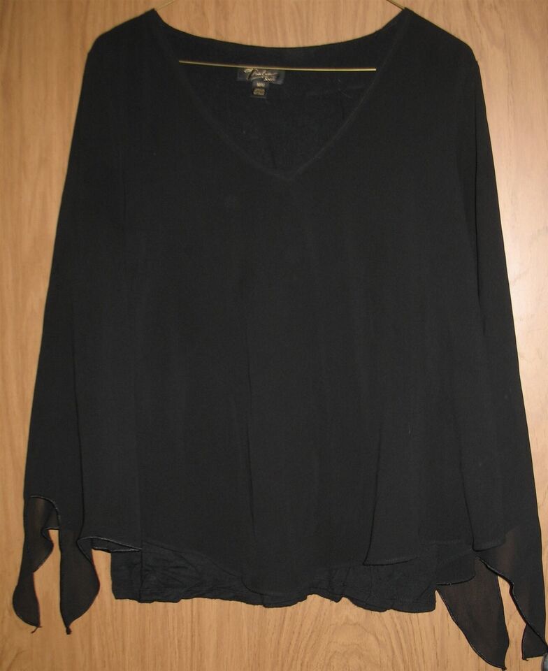 Primary image for Womens M Thalia Sodi Black V-Neck Layered Uneven Hem Shirt Top Blouse