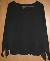 Womens M Thalia Sodi Black V-Neck Layered Uneven Hem Shirt Top Blouse - $18.81