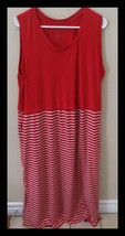 Cuddl Duds 1X Petite Red &amp; White Striped Maxi Dress - $22.76