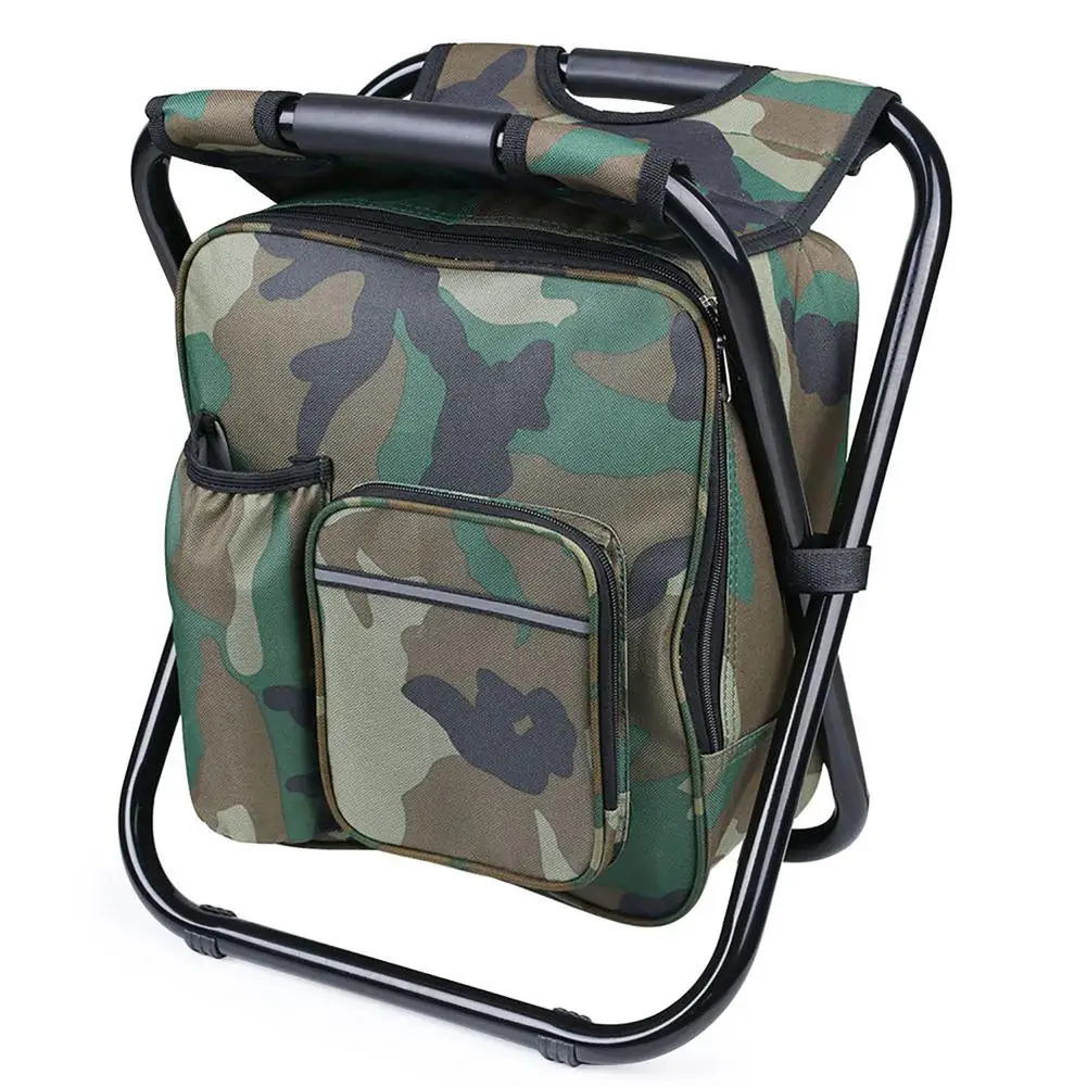 YFASHION Portable Folding Fishing Chair Stool With Cooler Insulated Bag Backpack - £60.77 GBP+