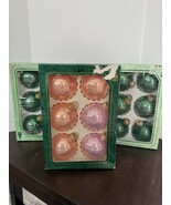 18 VTG Krebs Green, Peach and Pink Christmas Ornaments Iridescent - €18,79 EUR