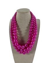 Multistrand Hot Pink Fuchsia Chunky Beaded Necklace Iridescent Statement Fashion - £15.14 GBP