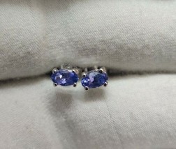 Argento Piccoli Tanzanite Orecchini a Lobo 0.5 KT Borchie Minimalista - £37.25 GBP