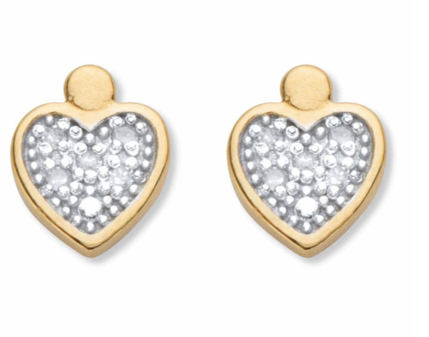 ROUND DIAMOND ACCENT HEART SHAPED STUDS EARRINGS 18K GOLD STERLING SILVER - £78.65 GBP
