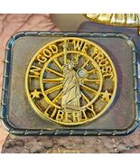 Vtg Retro Statue Of Liberty Belt Buckle In God We Trust Lady Liberty - $14.87