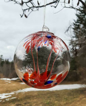 Hanging Glass Ball 4&quot; Diameter 4th of July Witch Ball Red &amp; Blue (1) GB1 - £14.90 GBP