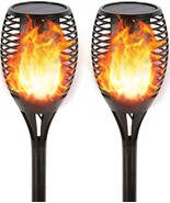 2 Solar Powered Tiki Torches with Flickering Flame Led Lights For Garden... - $846.67 MXN