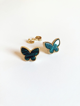 Malachite Butterfly Stud Earrings in Gold - $45.00