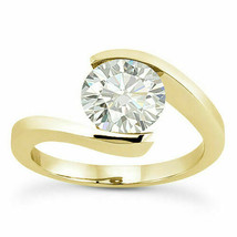 Forever ONE D-E-F Round Cut Moissanite 14k Yellow Gold Solitaire Engagement Ring - £296.16 GBP