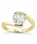 Forever ONE D-E-F Round Cut Moissanite 14k Yellow Gold Solitaire Engagem... - £301.40 GBP
