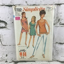 Simplicity Vintage Pattern # 7702 Tank Top Pants Shift Dress Cut Complet... - $11.88