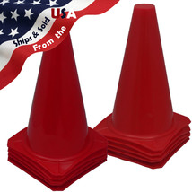 9&quot; INCH RED CONES SPORTS AGILITY TRAFFIC FIELD ROAD SOCCER ~ (SET OF 10)... - £20.47 GBP