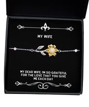 Motivational Wife Sunflower Bracelet, My Dear Wife, I&#39;m so Grateful for ... - £38.40 GBP